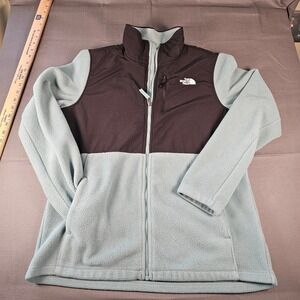 The North Face Womens Blue Black Denali Full Zip Fleece Jacket NF0A4P7R L
